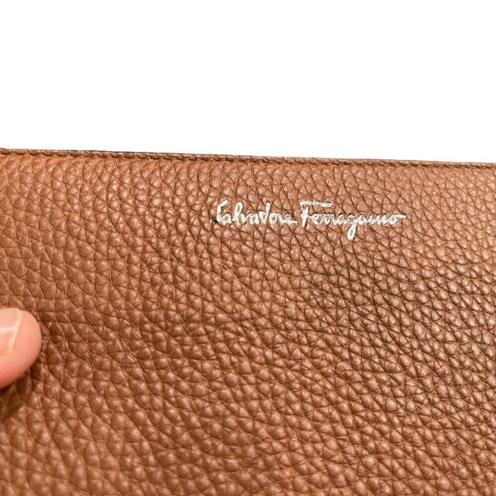 Ferragamo 66-0907/02 Men's Brown/Blue Leather Continental Travel Wallet - Picture 8 of 12